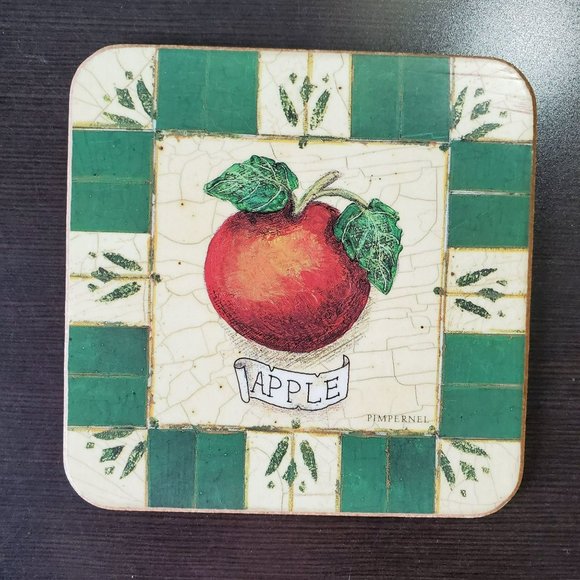 Pimpernel Coasters, set of 6, Cork Backed, Fruit Medley, Apple Cherry Grape Pear - Picture 9 of 9